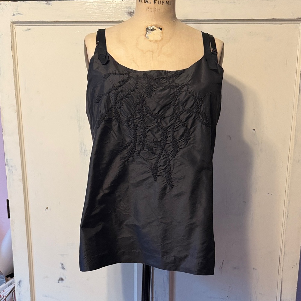Eileen Fisher 100% Silk Black Shell/Tank Top